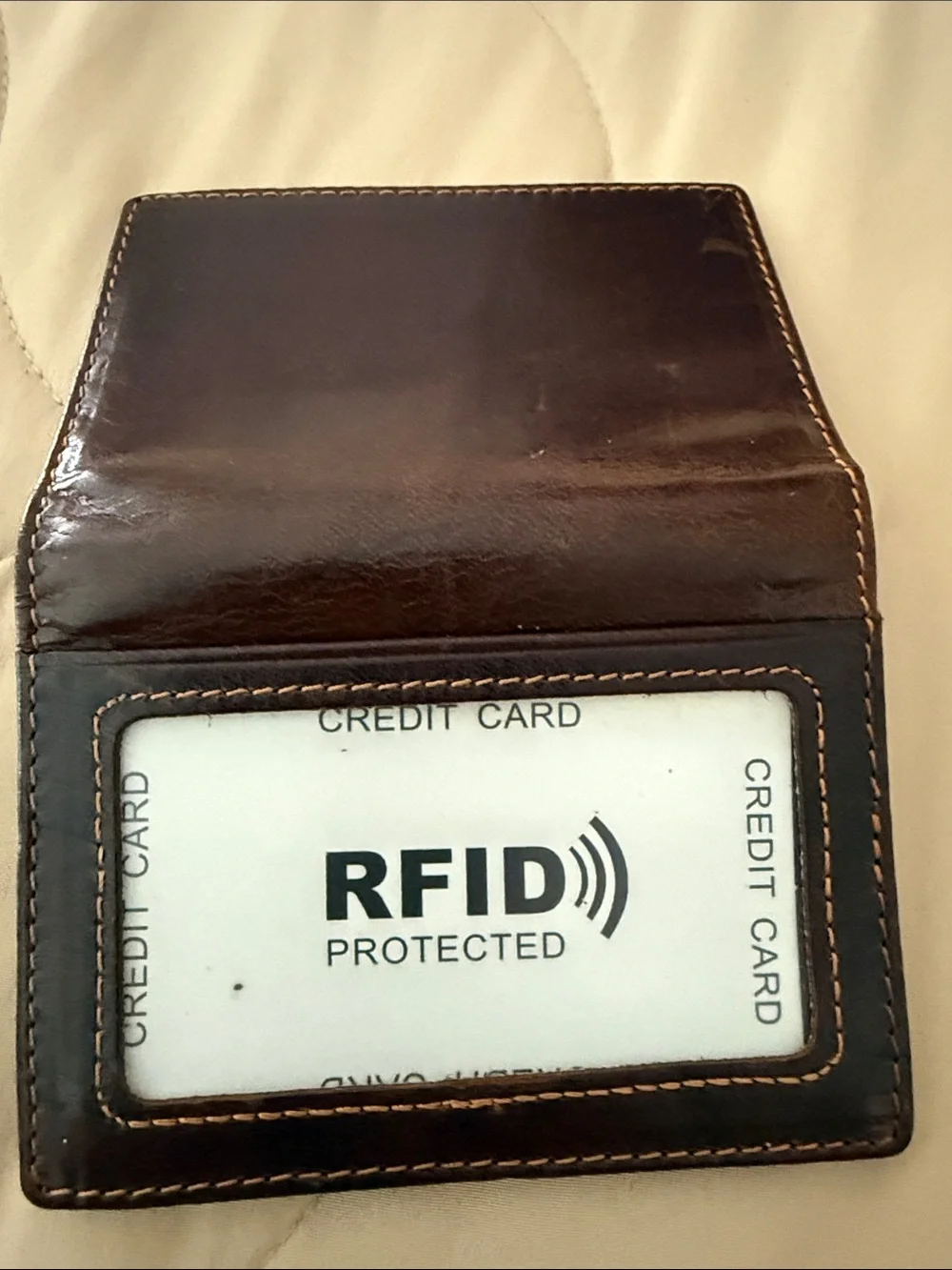 Genuine Leather Men's Bifold Wallet - Dark Brown